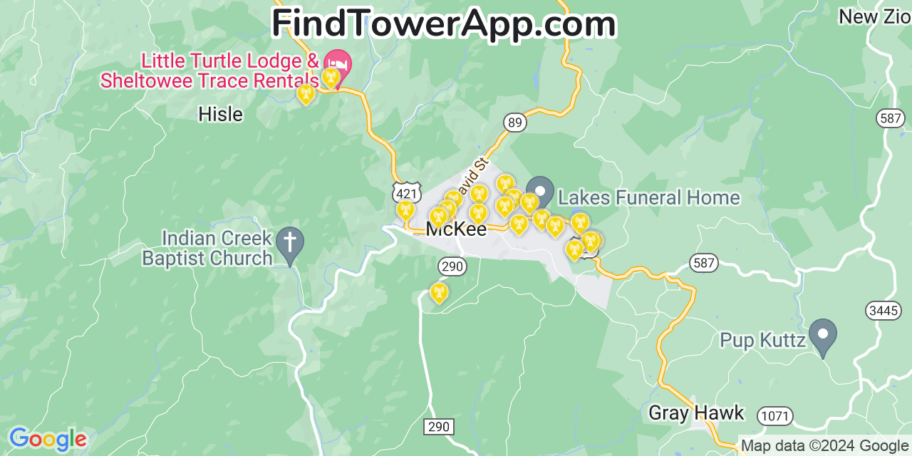 AT&T 4G/5G cell tower coverage map McKee, Kentucky