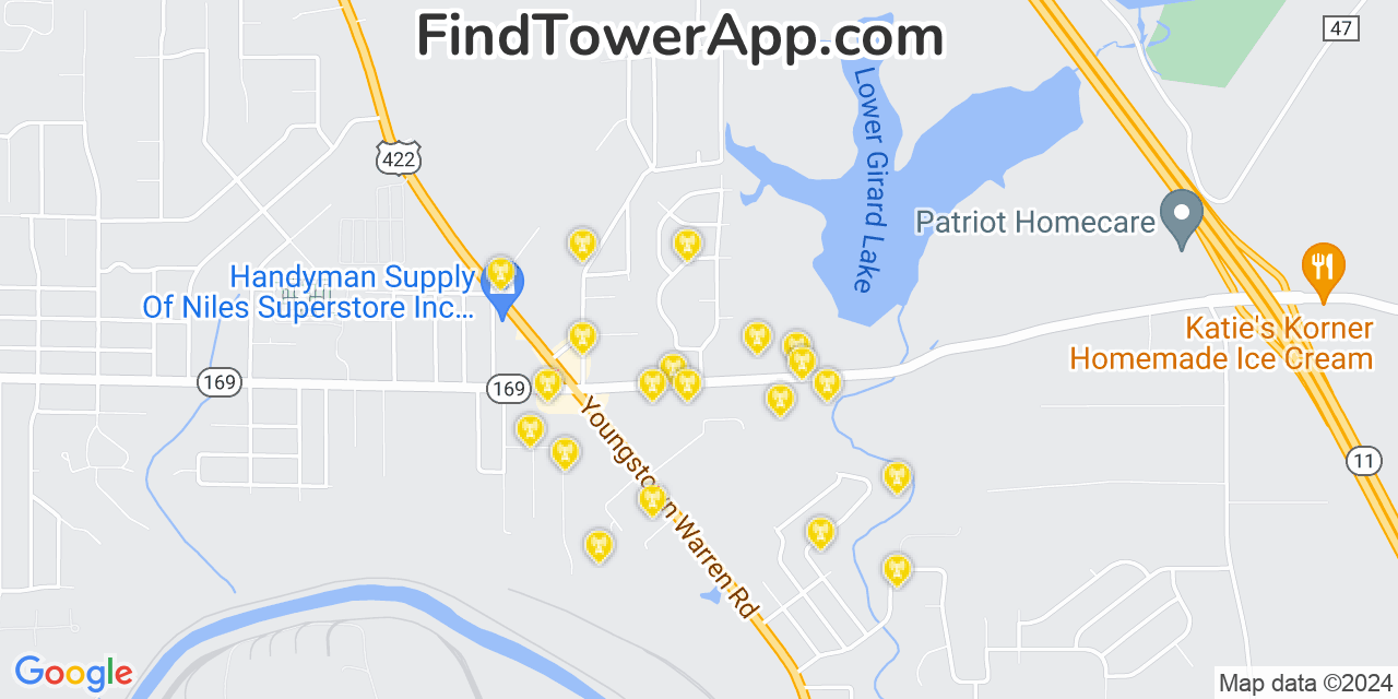 AT&T 4G/5G cell tower coverage map McKinley Heights, Ohio