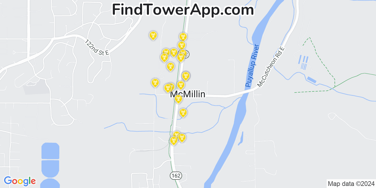 Verizon 4G/5G cell tower coverage map McMillin, Washington
