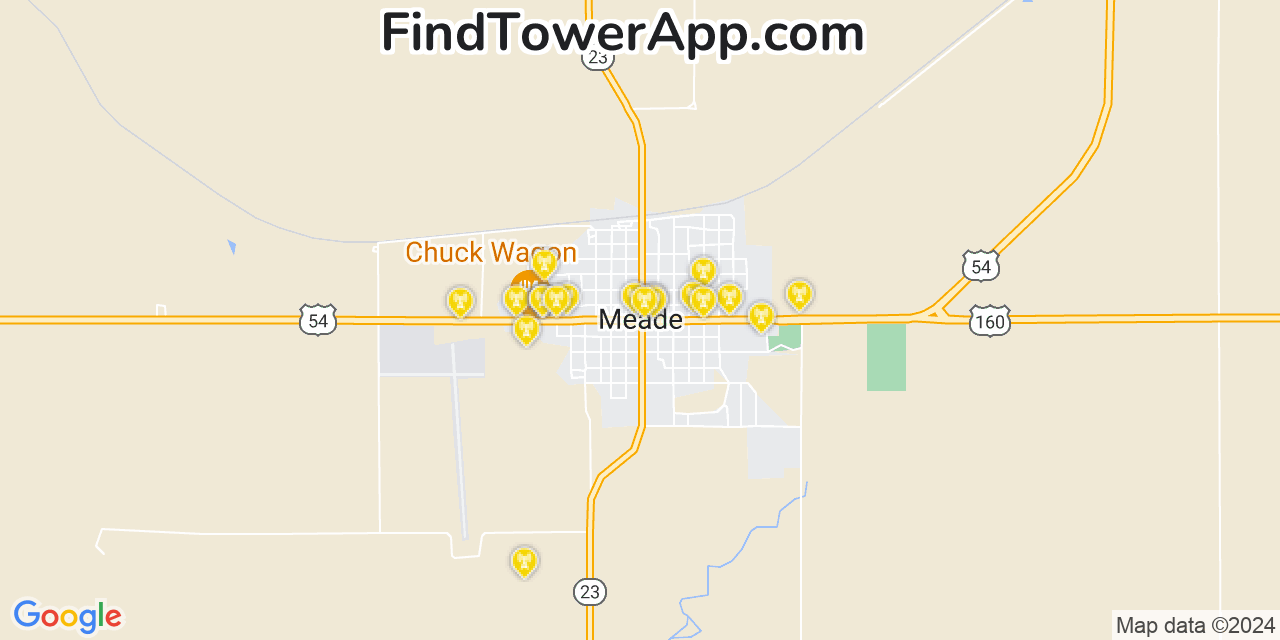 AT&T 4G/5G cell tower coverage map Meade, Kansas