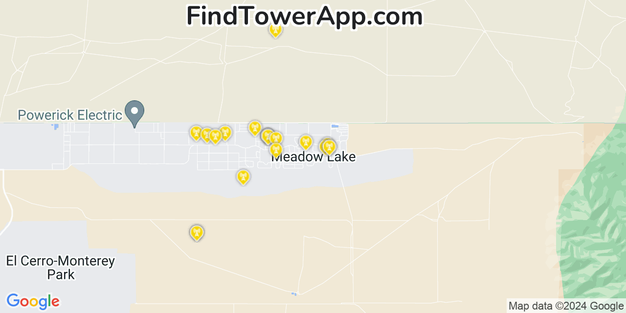 AT&T 4G/5G cell tower coverage map Meadow Lake, New Mexico