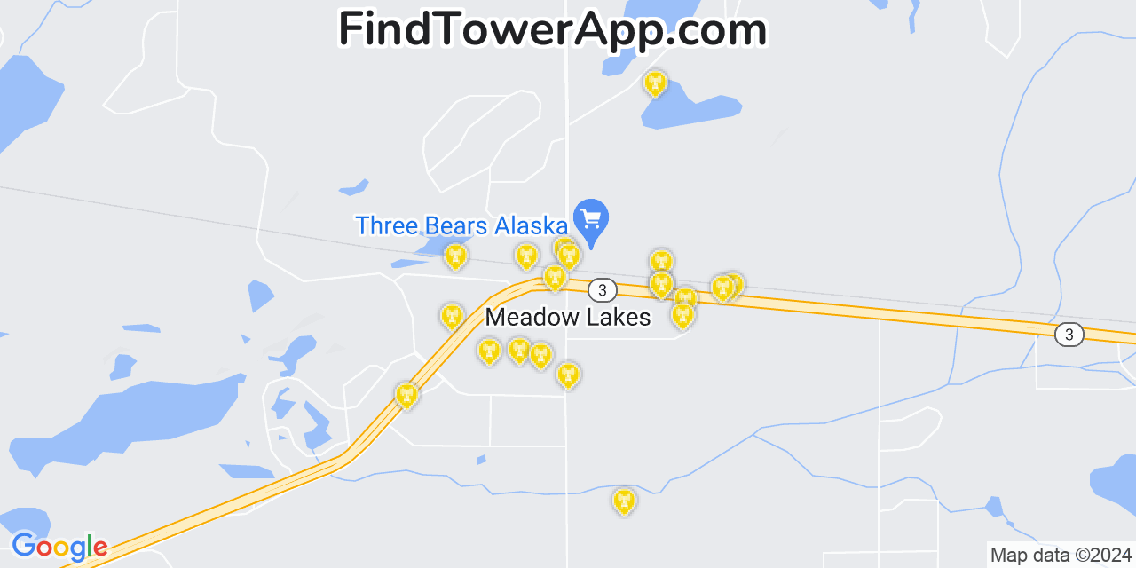T-Mobile 4G/5G cell tower coverage map Meadow Lakes, Alaska
