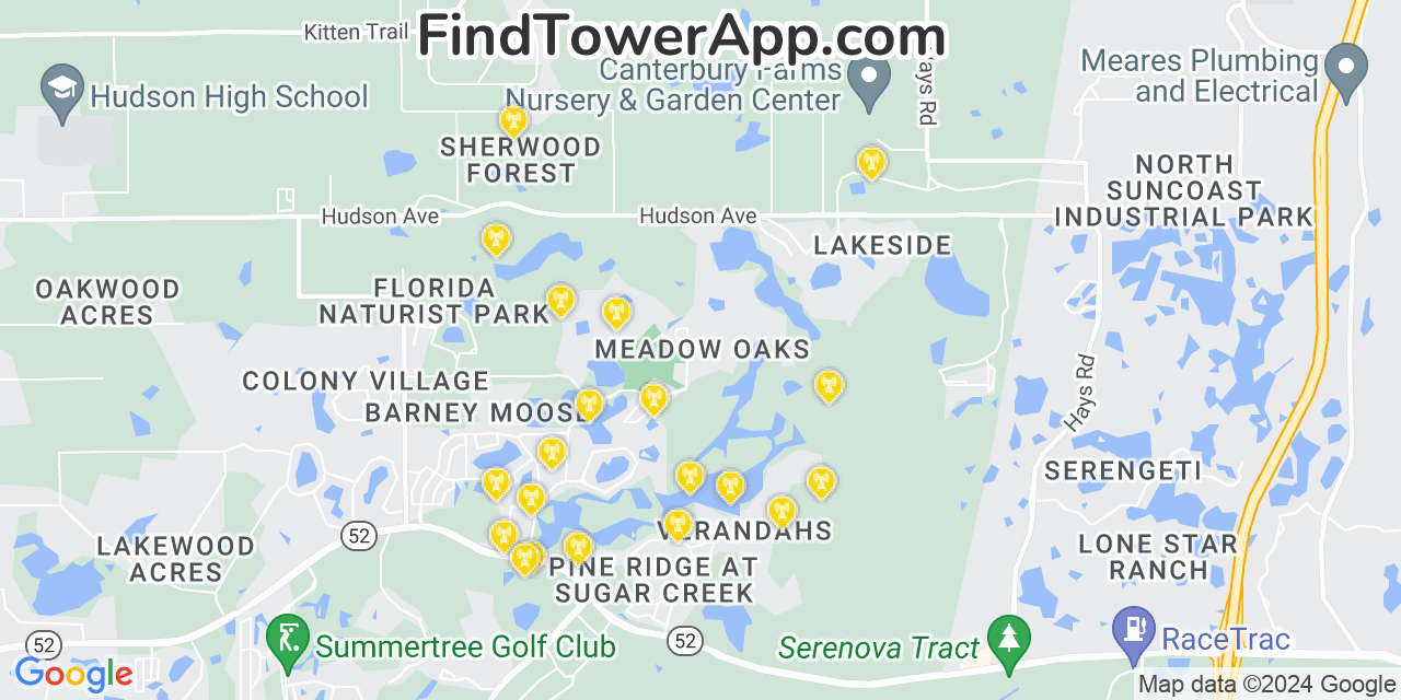 T-Mobile 4G/5G cell tower coverage map Meadow Oaks, Florida