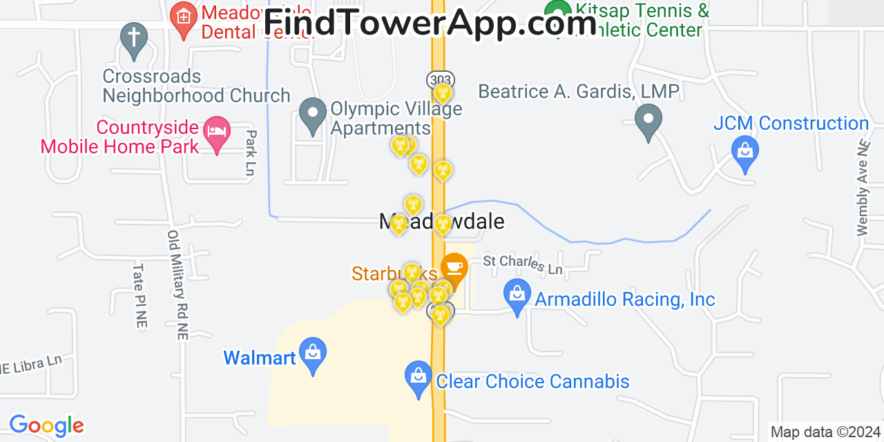 T-Mobile 4G/5G cell tower coverage map Meadowdale, Washington
