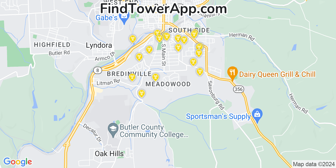 T-Mobile 4G/5G cell tower coverage map Meadowood, Pennsylvania
