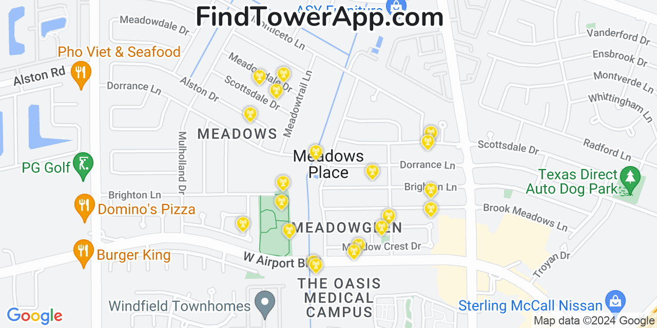 T-Mobile 4G/5G cell tower coverage map Meadows Place, Texas