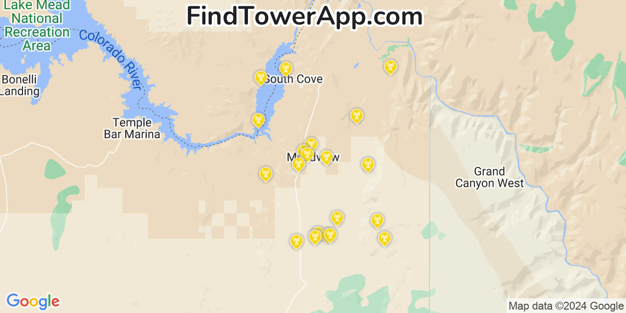 AT&T 4G/5G cell tower coverage map Meadview, Arizona