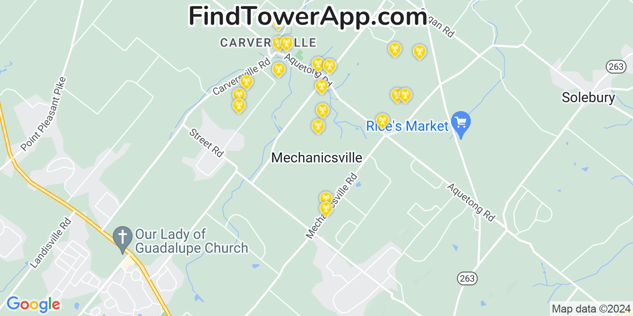 AT&T 4G/5G cell tower coverage map Mechanicsville, Pennsylvania