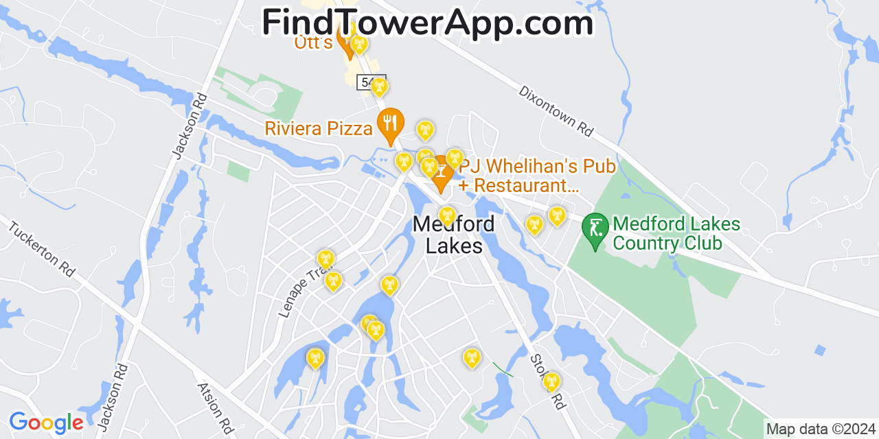 AT&T 4G/5G cell tower coverage map Medford Lakes, New Jersey