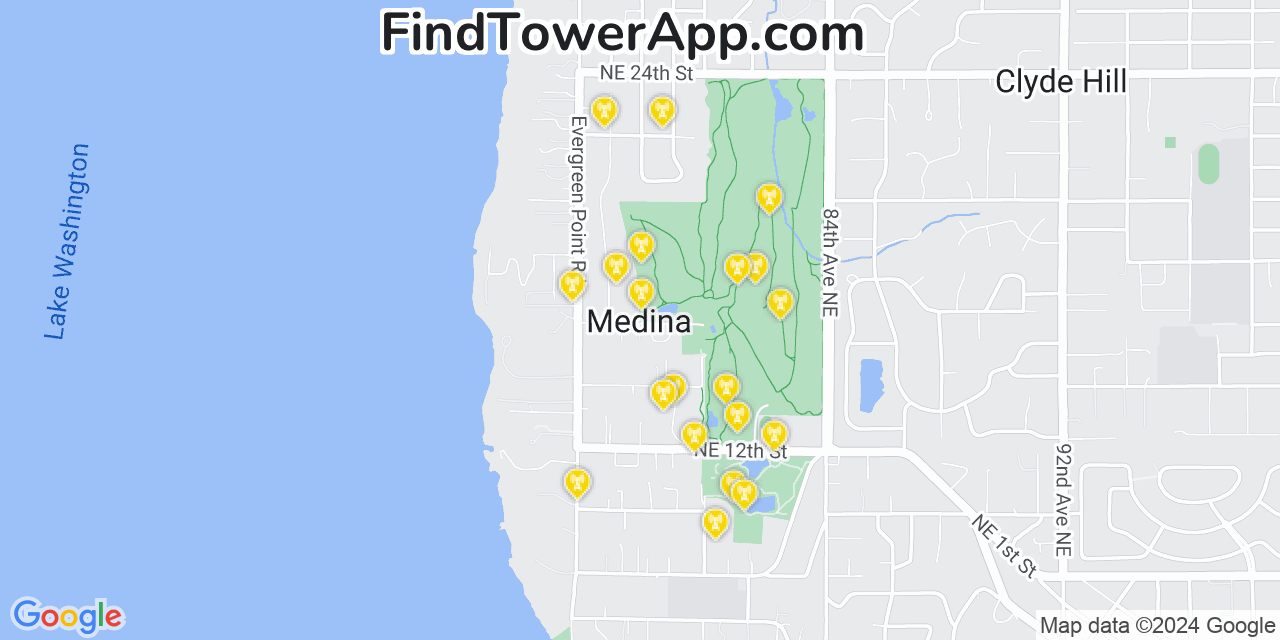 T-Mobile 4G/5G cell tower coverage map Medina, Washington