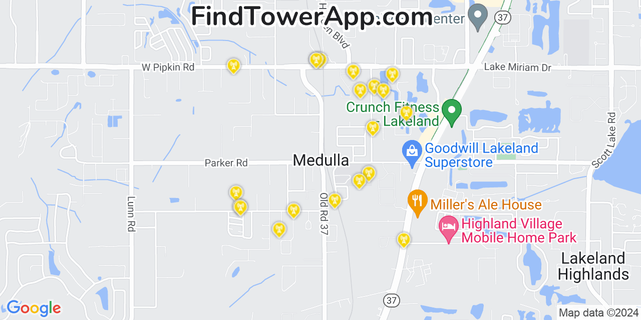 AT&T 4G/5G cell tower coverage map Medulla, Florida