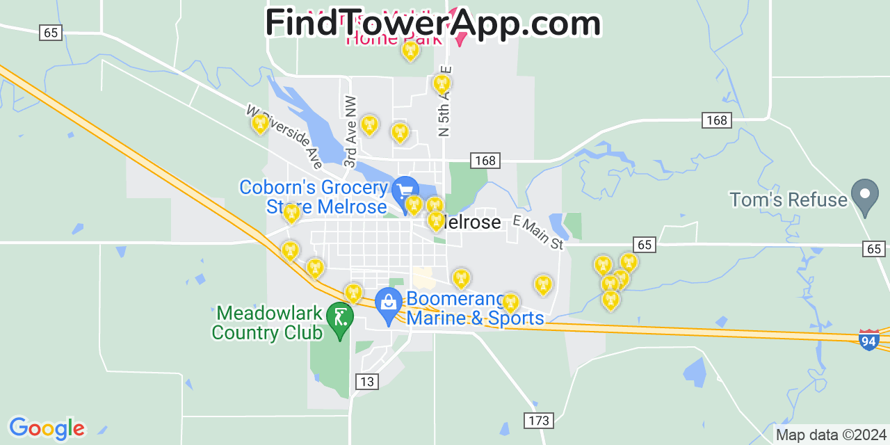 Verizon 4G/5G cell tower coverage map Melrose, Minnesota