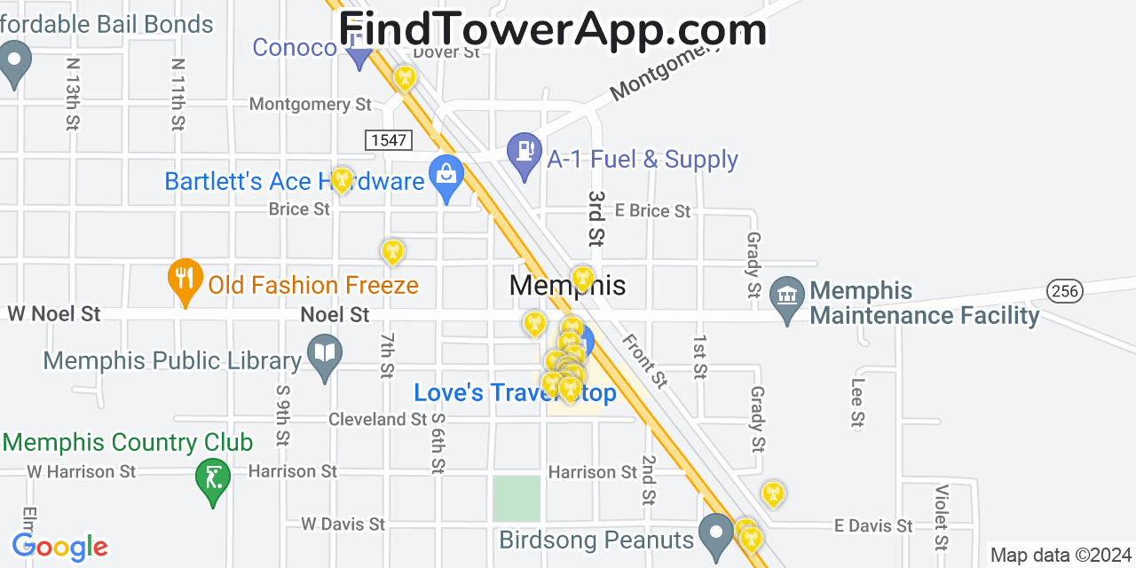 T-Mobile 4G/5G cell tower coverage map Memphis, Texas