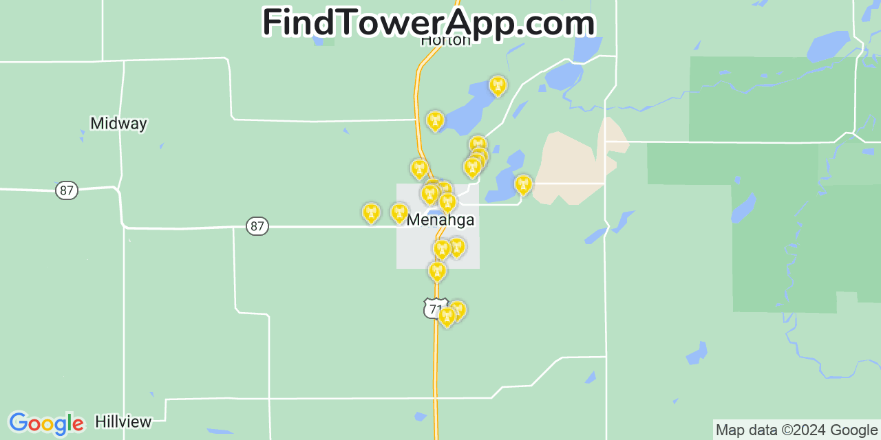 AT&T 4G/5G cell tower coverage map Menahga, Minnesota