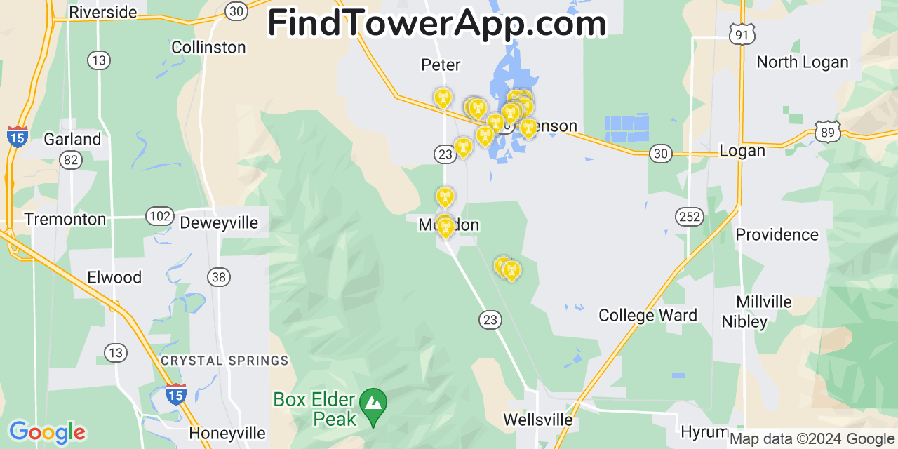 T-Mobile 4G/5G cell tower coverage map Mendon, Utah