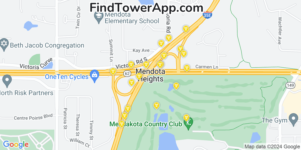 Verizon 4G/5G cell tower coverage map Mendota Heights, Minnesota