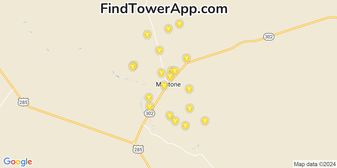 AT&T 4G/5G cell tower coverage map Mentone, Texas
