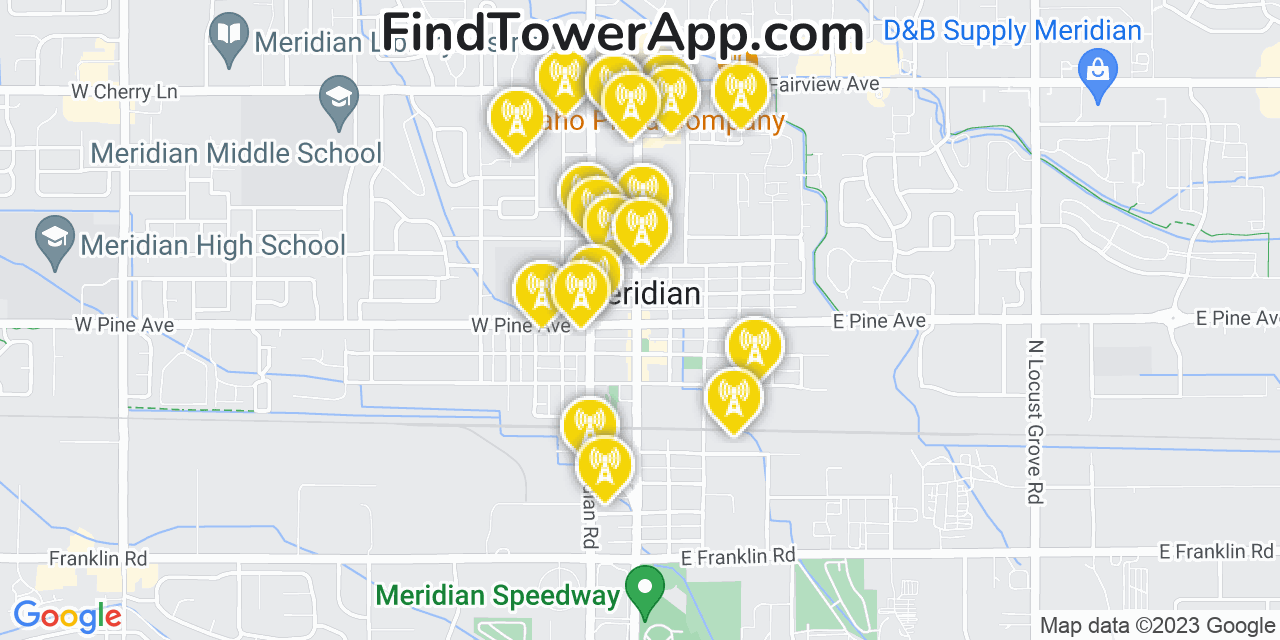 Verizon 4G/5G cell tower coverage map Meridian, Idaho