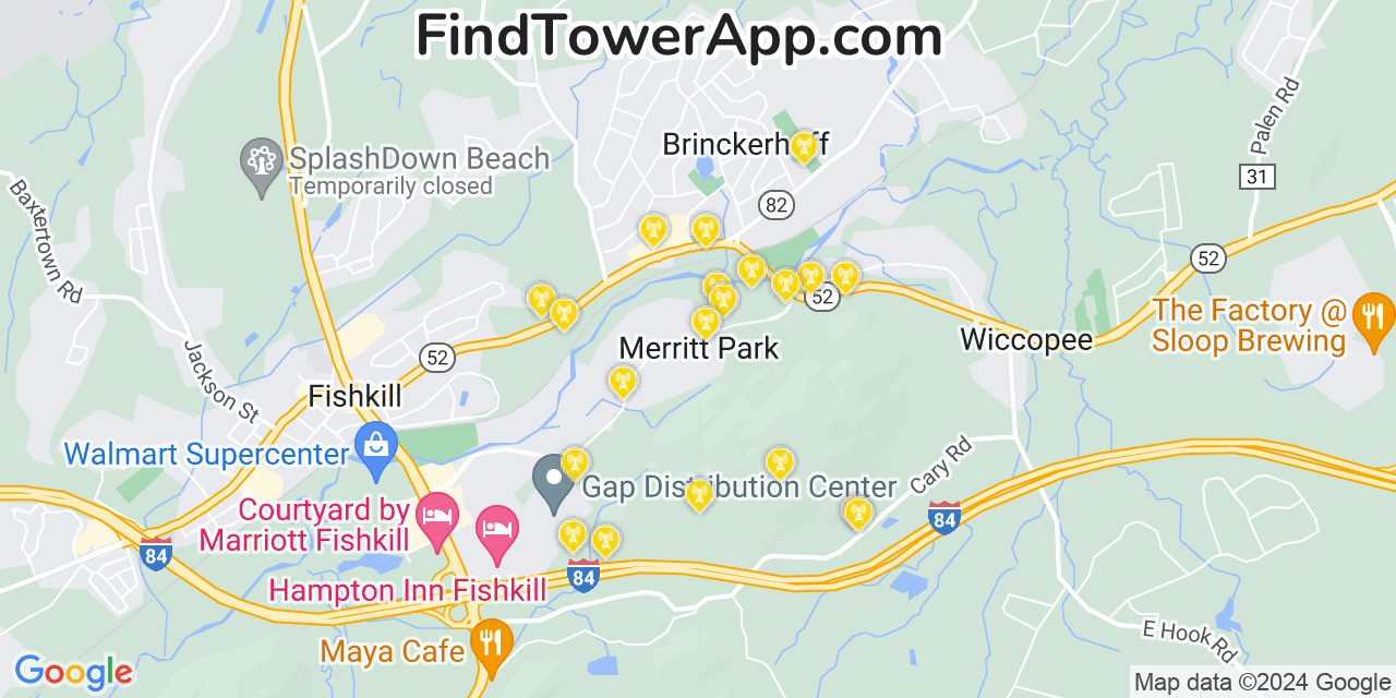 AT&T 4G/5G cell tower coverage map Merritt Park, New York