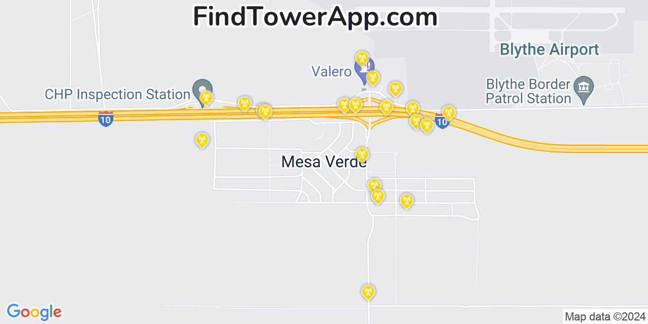 Verizon 4G/5G cell tower coverage map Mesa Verde, California