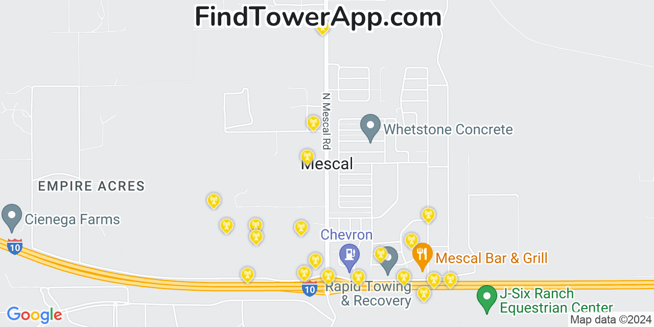 AT&T 4G/5G cell tower coverage map Mescal, Arizona