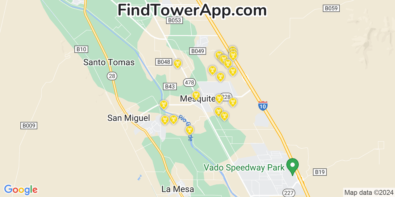AT&T 4G/5G cell tower coverage map Mesquite, New Mexico