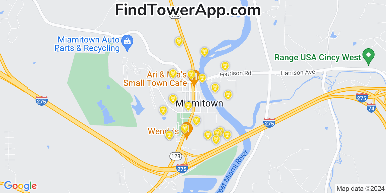 T-Mobile 4G/5G cell tower coverage map Miamitown, Ohio