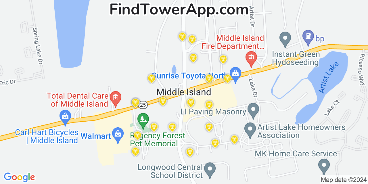 T-Mobile 4G/5G cell tower coverage map Middle Island, New York