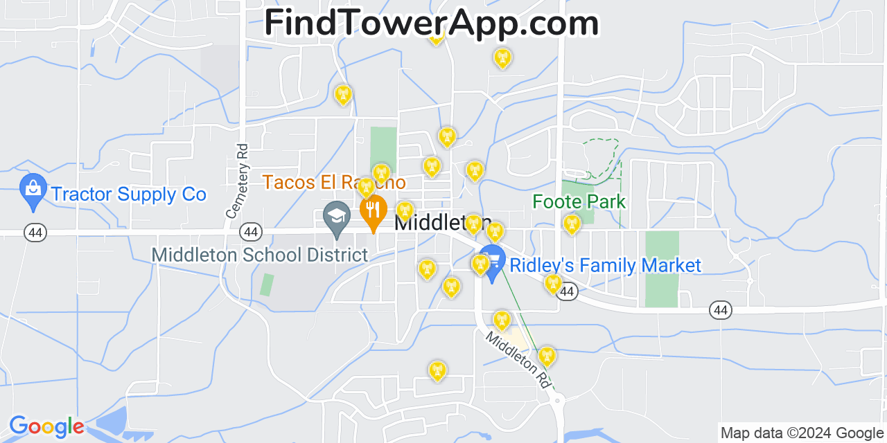 AT&T 4G/5G cell tower coverage map Middleton, Idaho