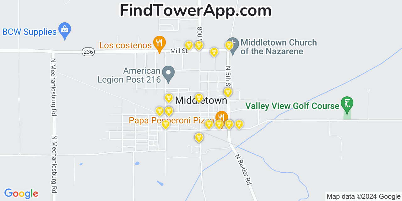 T-Mobile 4G/5G cell tower coverage map Middletown, Indiana