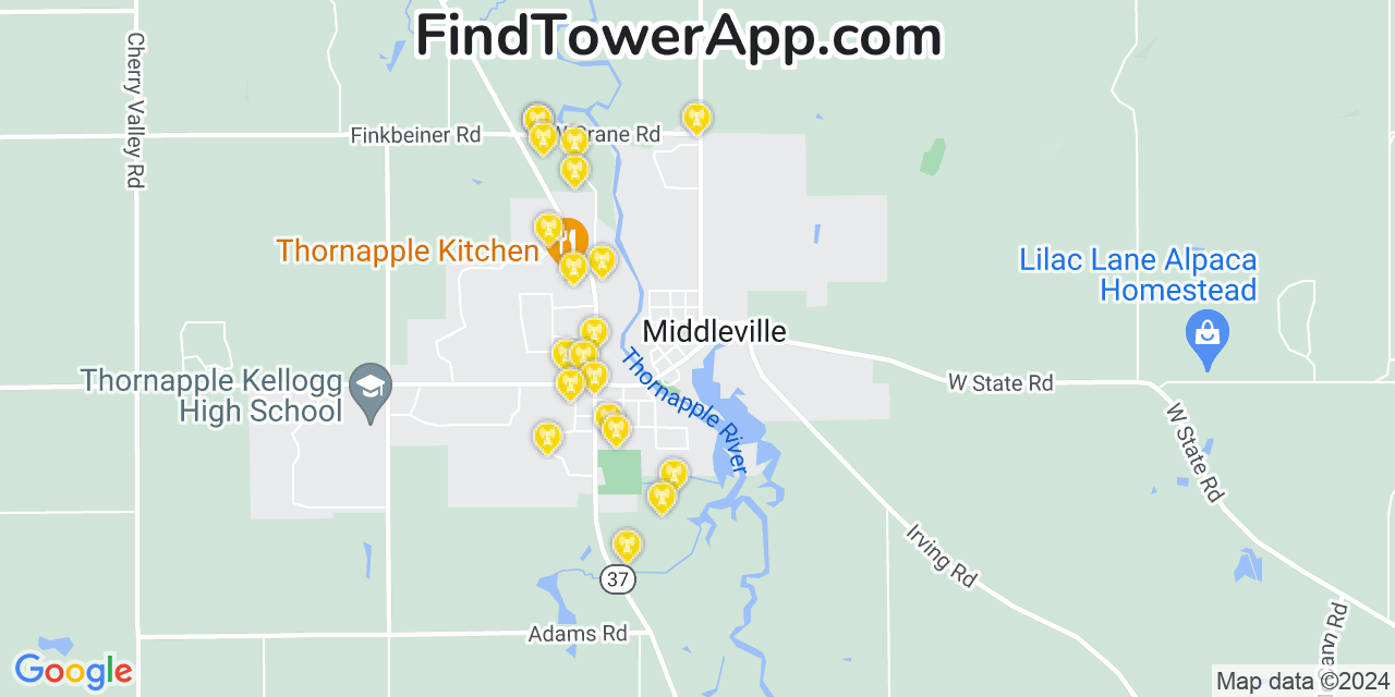 T-Mobile 4G/5G cell tower coverage map Middleville, Michigan