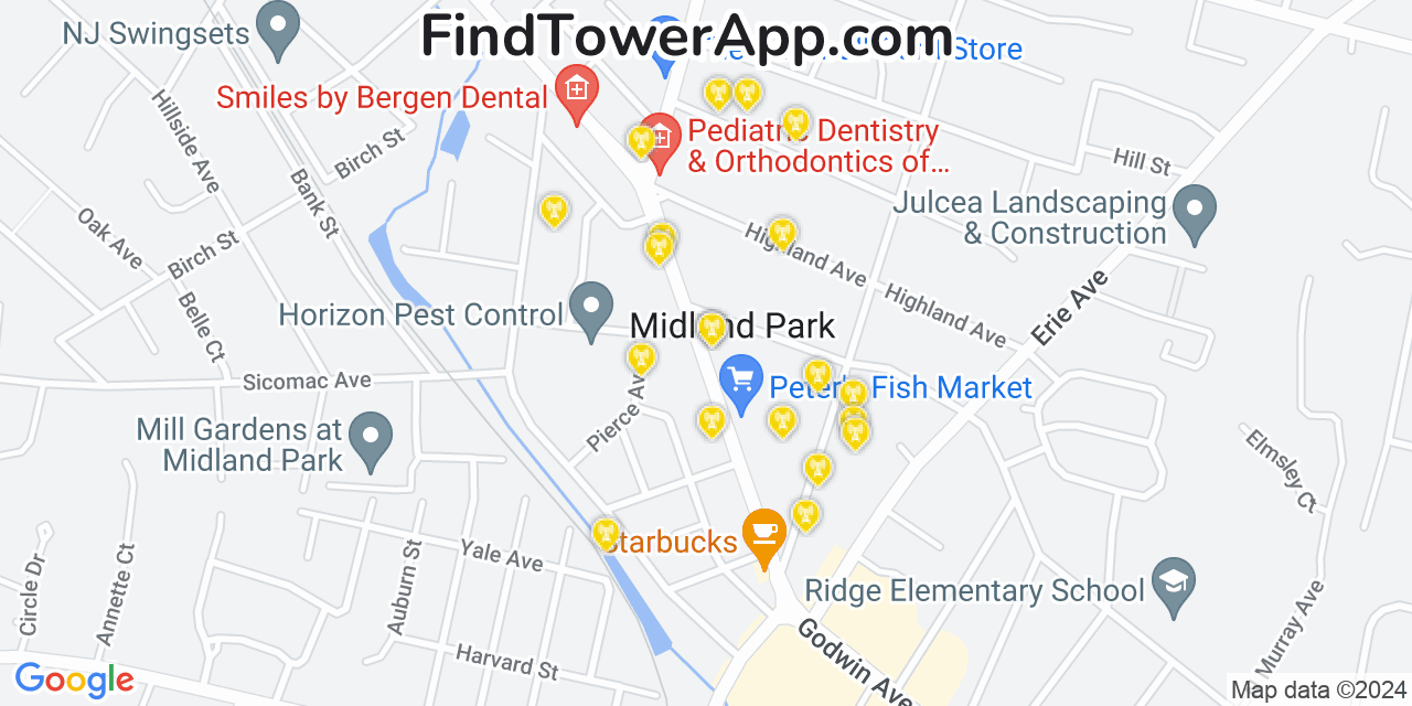 T-Mobile 4G/5G cell tower coverage map Midland Park, New Jersey