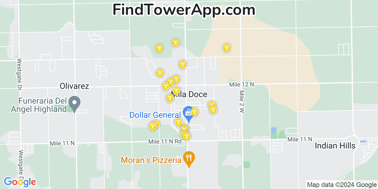 Verizon 4G/5G cell tower coverage map Mila Doce, Texas