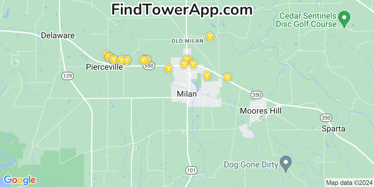 T-Mobile 4G/5G cell tower coverage map Milan, Indiana