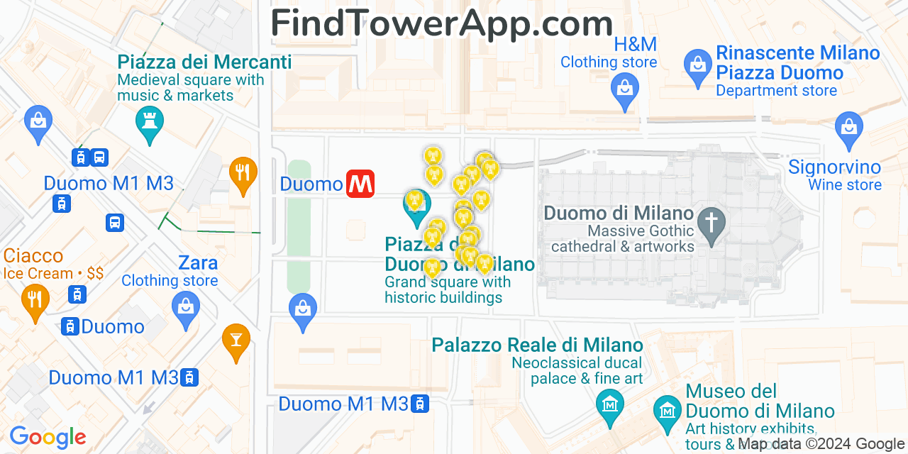 Milan (Italy) 4G/5G cell tower coverage map