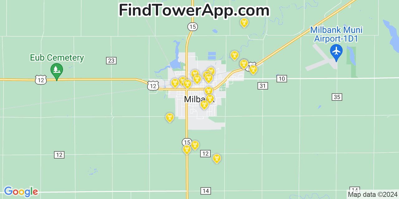 T-Mobile 4G/5G cell tower coverage map Milbank, South Dakota