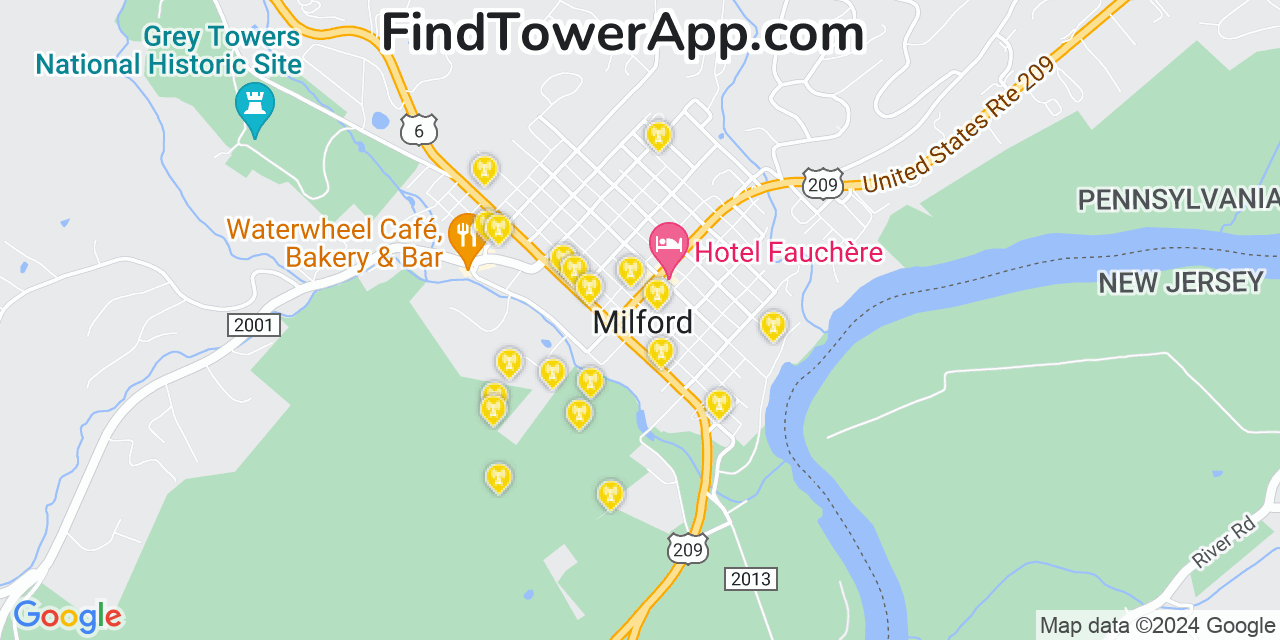 T-Mobile 4G/5G cell tower coverage map Milford, Pennsylvania