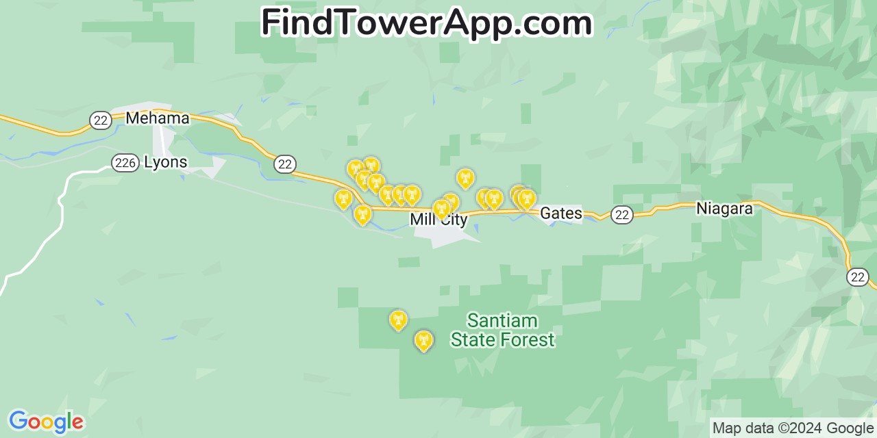 T-Mobile 4G/5G cell tower coverage map Mill City, Oregon