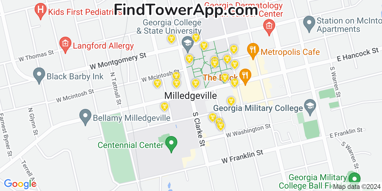 T-Mobile 4G/5G cell tower coverage map Milledgeville, Georgia
