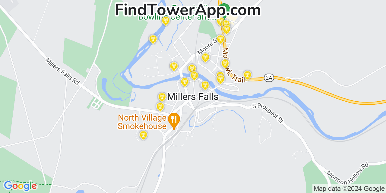 Verizon 4G/5G cell tower coverage map Millers Falls, Massachusetts
