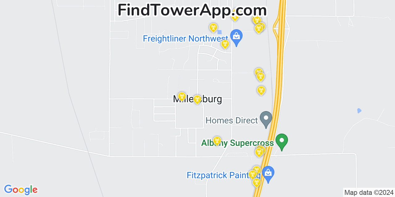 AT&T 4G/5G cell tower coverage map Millersburg, Oregon