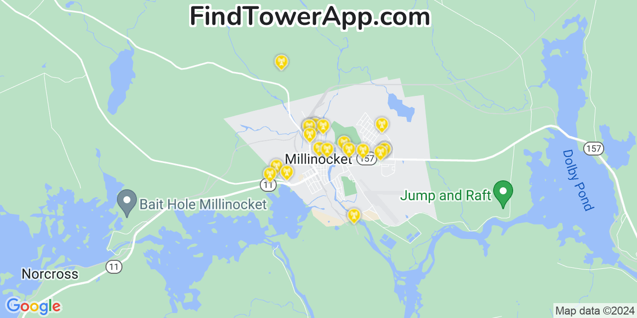 Verizon 4G/5G cell tower coverage map Millinocket, Maine