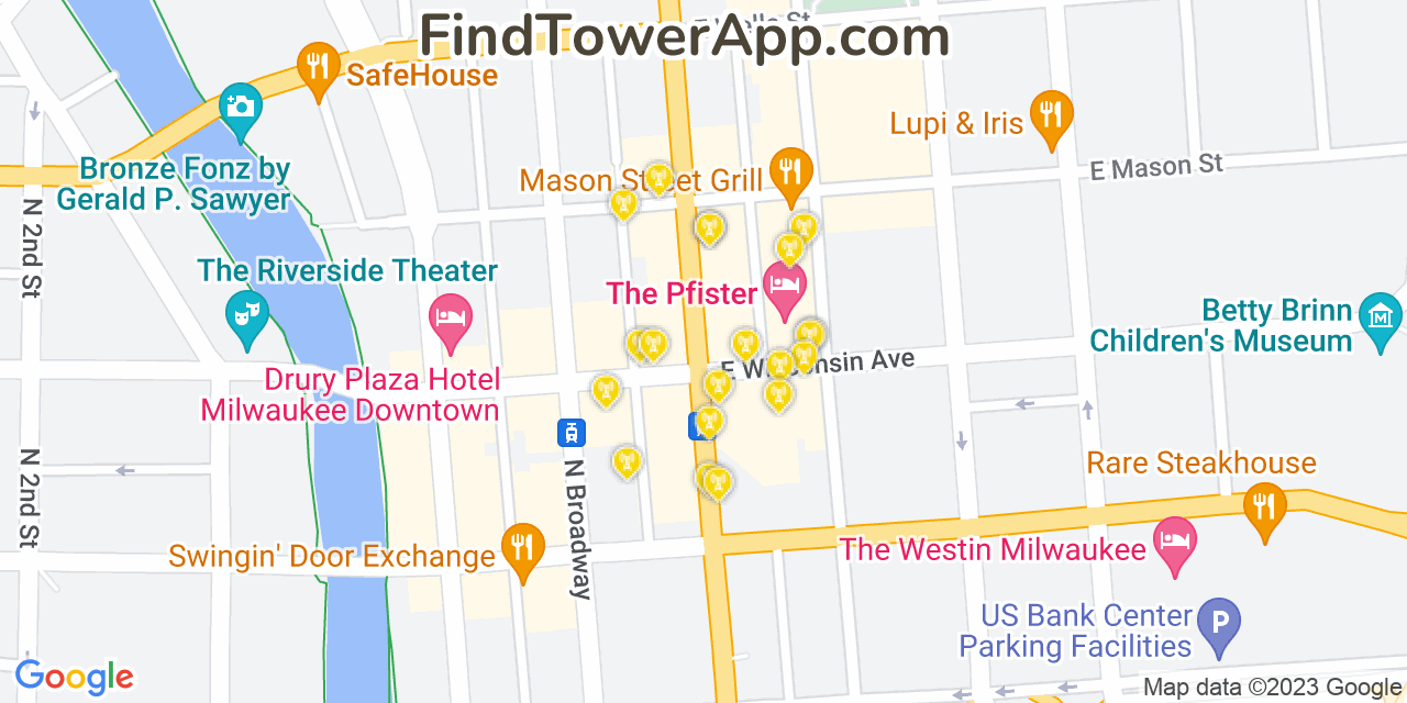 AT&T 4G/5G cell tower coverage map Milwaukee, Wisconsin