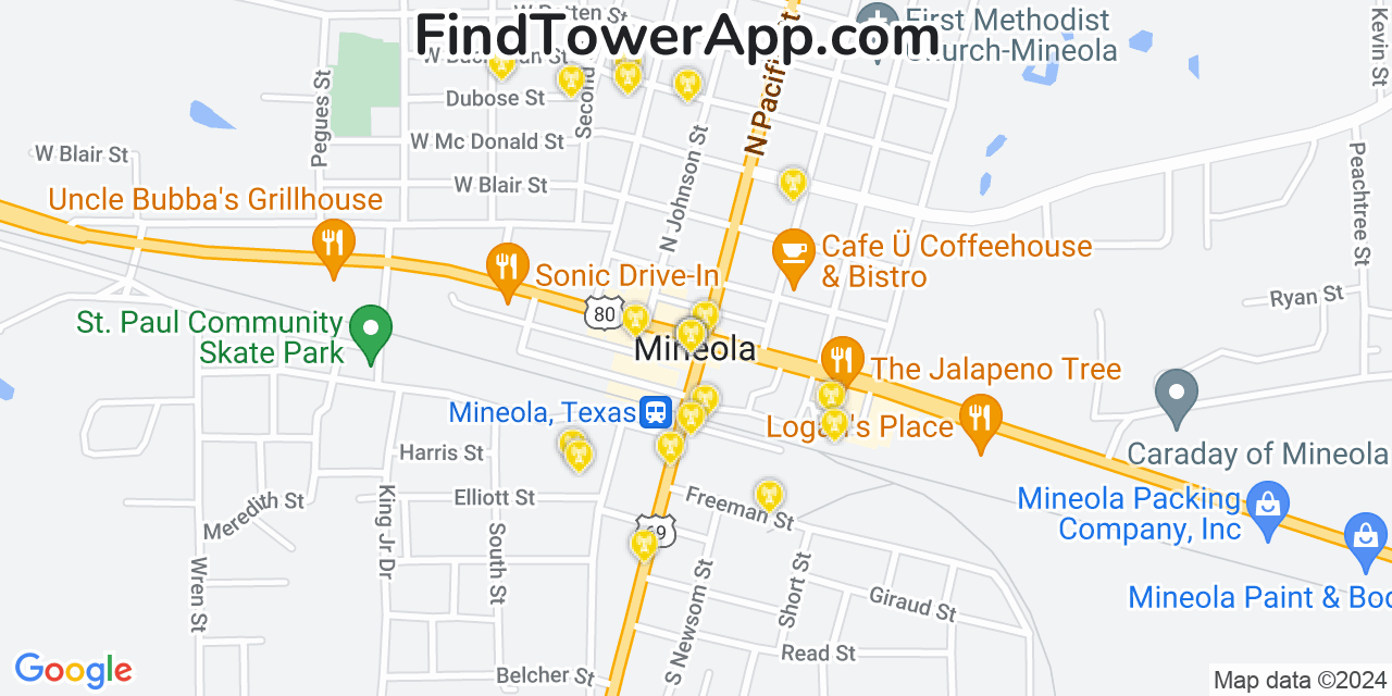 T-Mobile 4G/5G cell tower coverage map Mineola, Texas