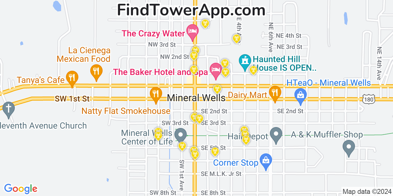 T-Mobile 4G/5G cell tower coverage map Mineral Wells, Texas