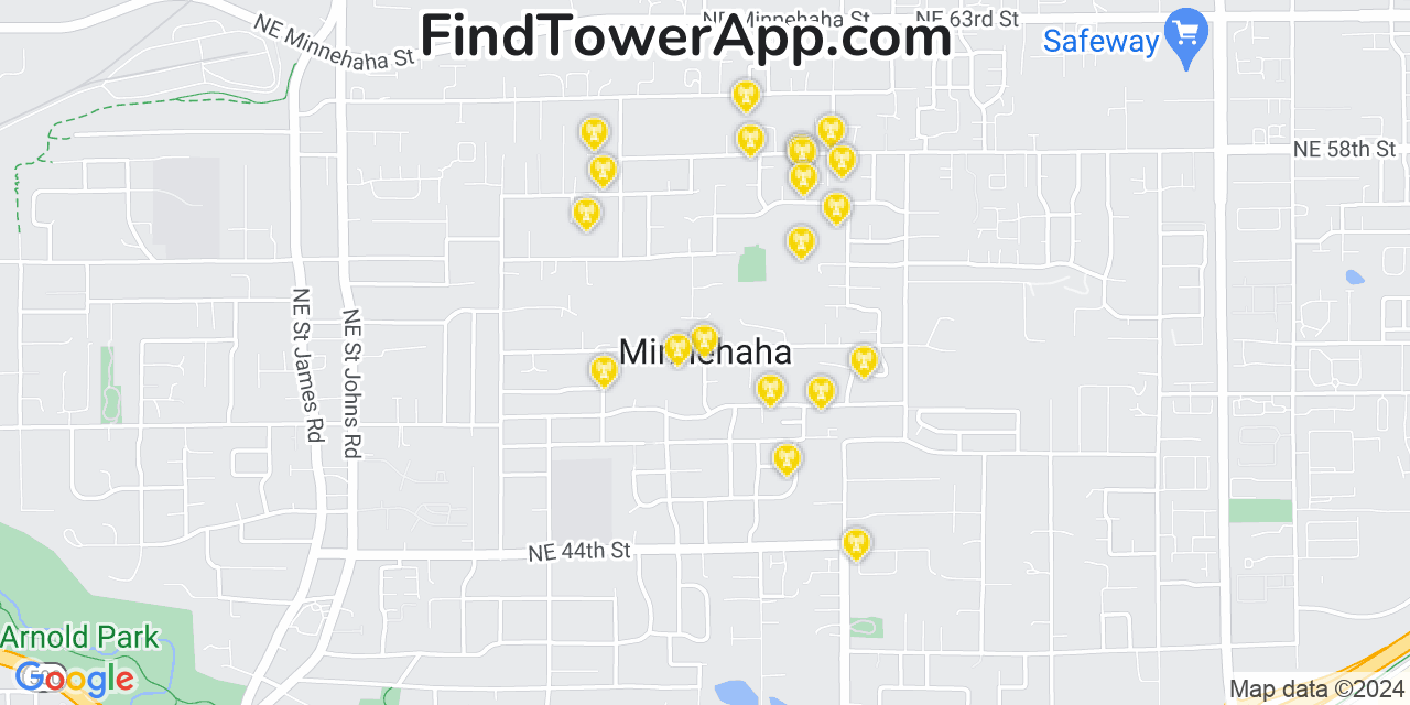 T-Mobile 4G/5G cell tower coverage map Minnehaha, Washington