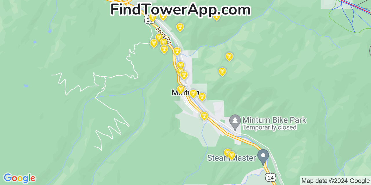 AT&T 4G/5G cell tower coverage map Minturn, Colorado