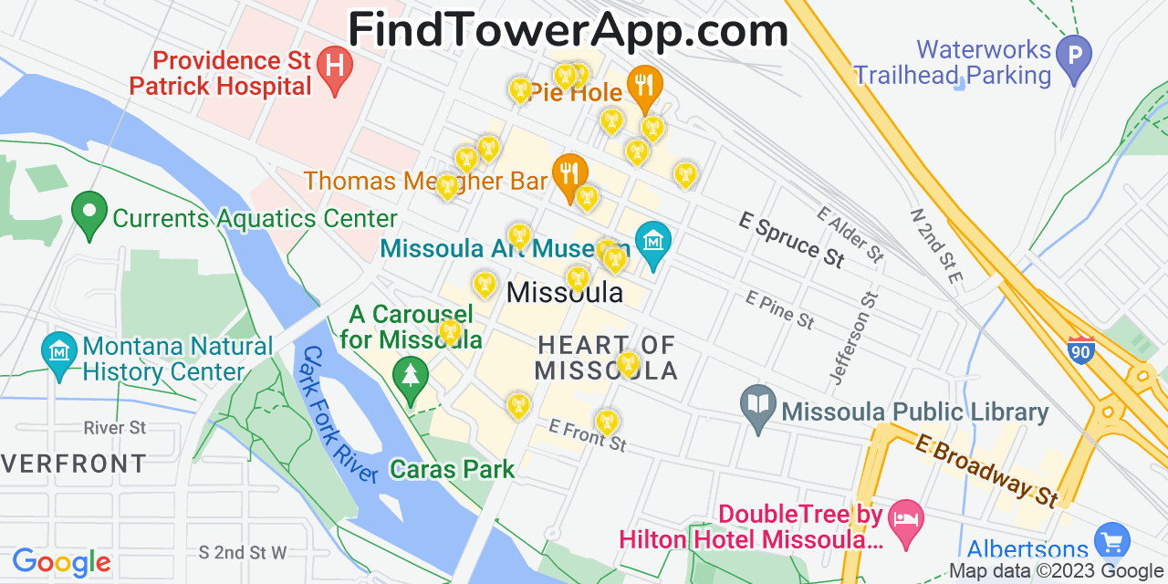 AT&T 4G/5G cell tower coverage map Missoula, Montana
