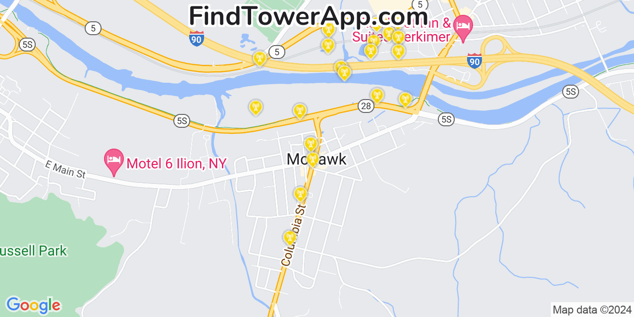 AT&T 4G/5G cell tower coverage map Mohawk, New York