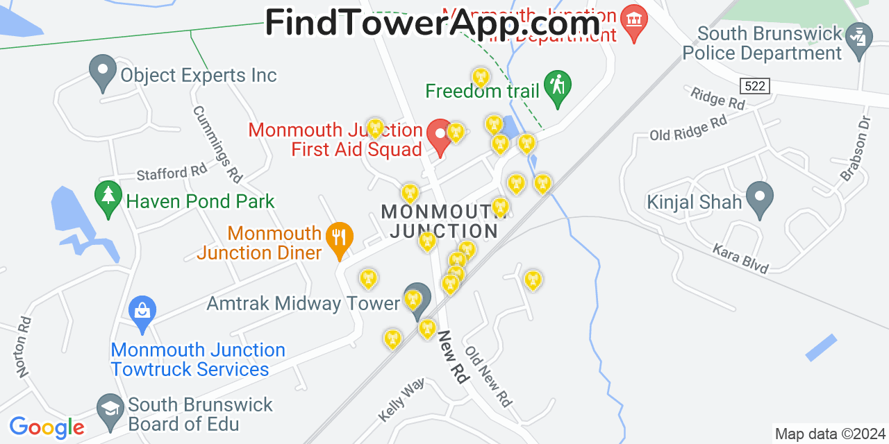 T-Mobile 4G/5G cell tower coverage map Monmouth Junction, New Jersey